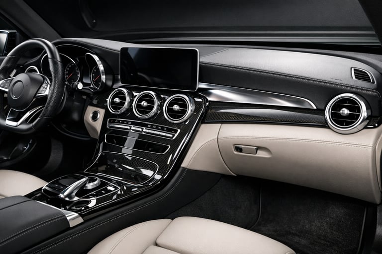 Pristine vehicle interior dashboard showcasing professional detailing results with restored surfaces and showroom-quality finish Pristine vehicle interior dashboard showcasing professional detailing results with restored surfaces and showroom-quality finish